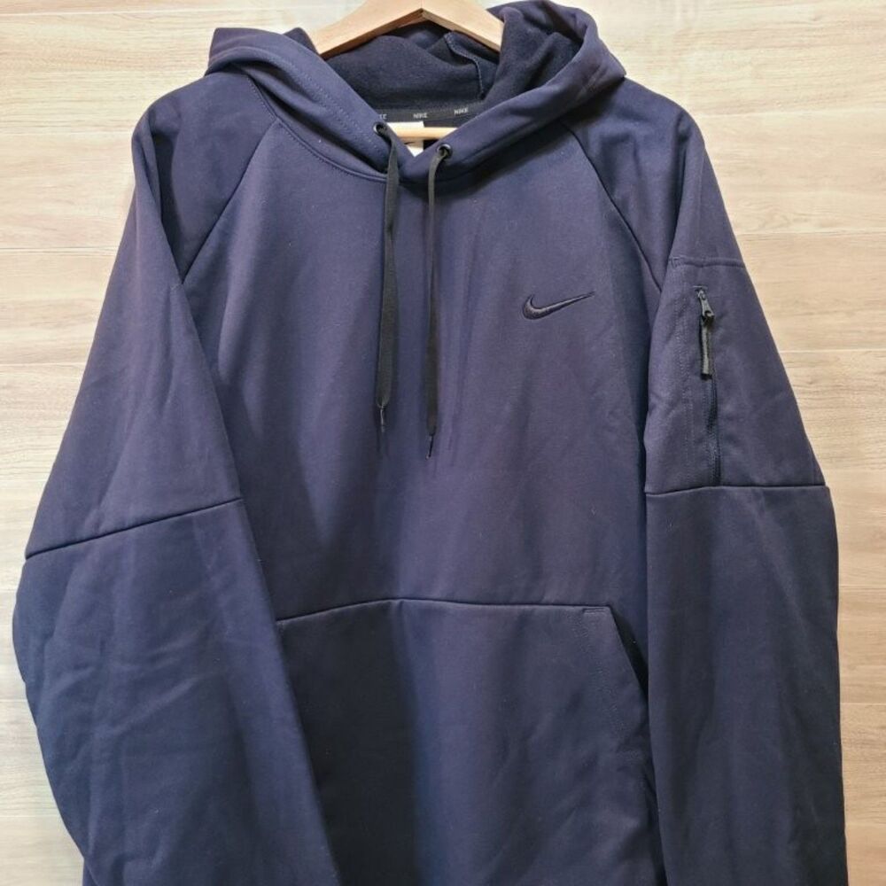 Nike Therma FIT Mens XXL Navy Blue Hoodie Pullover Sweatshirt Dri FIT NWT